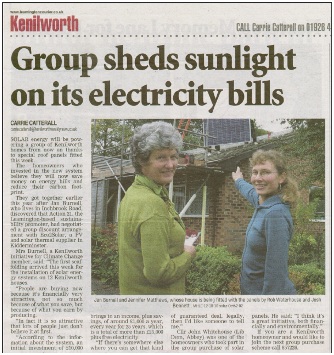 Joint installation in Kenilworth – featured in Leamington Courier.